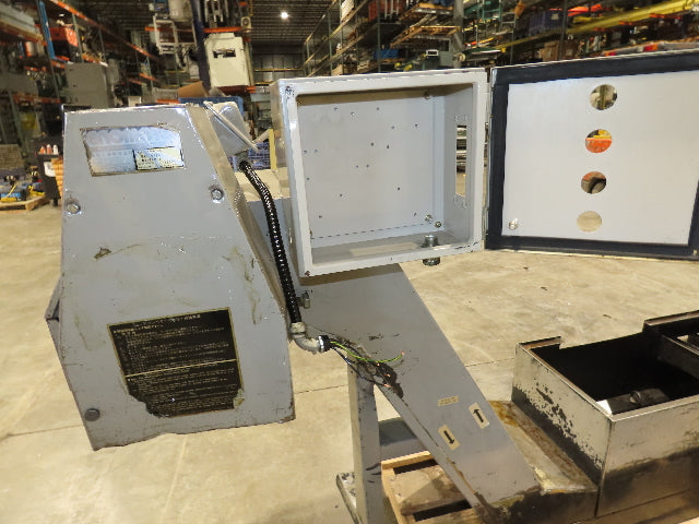 Enomoto Hinge Belt CNC Chip Conveyor 15"x 62" Infeed 30" Discharge 220V 3PH