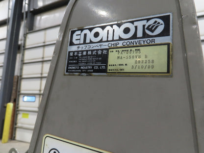 Enomoto Hinge Belt CNC Chip Conveyor 15"x 88" Infeed 46" Discharge 220V 3PH