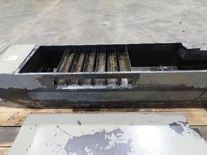 Enomoto Hinge Belt CNC Chip Conveyor 15"x 88" Infeed 46" Discharge 220V 3PH
