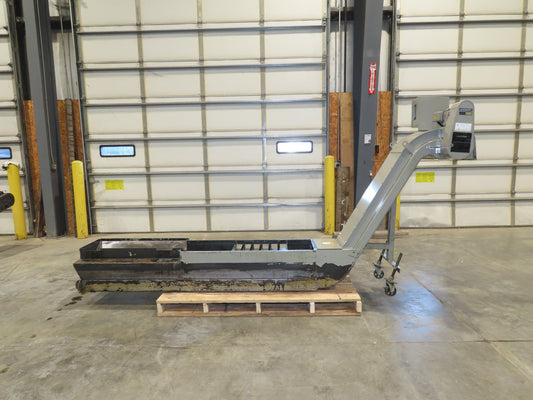 Enomoto Hinge Belt CNC Chip Conveyor 15"x 88" Infeed 46" Discharge 220V 3PH