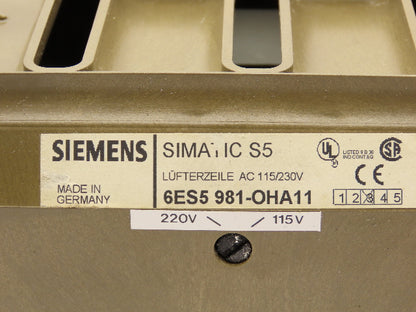 Siemens 6ES5 981-OHA11 Simatic S5 Cooling Fan Line Vent Module 115/230V