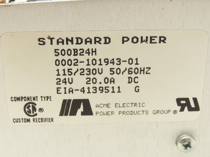ACME Electric 500B24H Standard Power Supply 24VDC 20A 115/230V