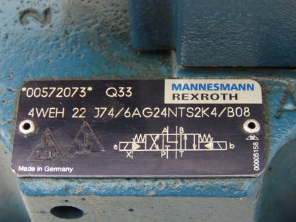 Rexroth 4WEH22 J74/ 4WE6 J53/AG24NK4/B08 Directional Control Solenoid Valve 24V