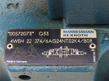 Rexroth 4WEH22 J74/ 4WE6 J53/AG24NK4/B08 Directional Control Solenoid Valve 24V