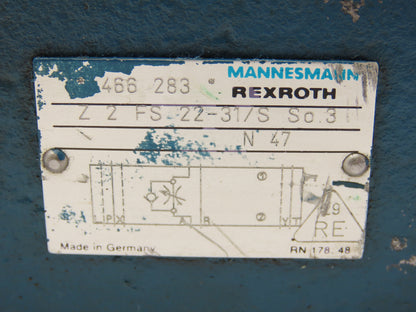 Rexroth Z2FS-22-31/S Hydraulic Throttle Check Valve Sandwich Plate