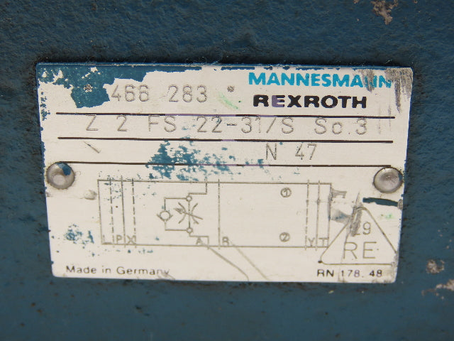 Rexroth Z2FS-22-31/S Hydraulic Throttle Check Valve Sandwich Plate