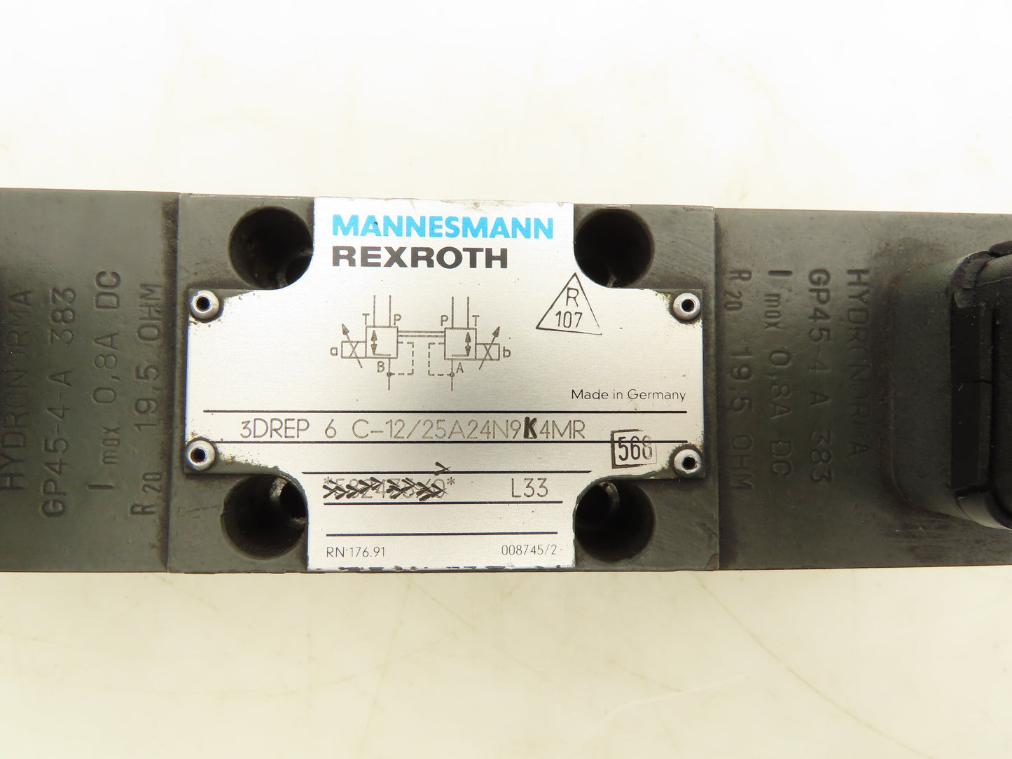 Rexroth 3DREP 6 C-12/25A24N9K4MR Proportional Reducing Solenoid Valve 24VDC