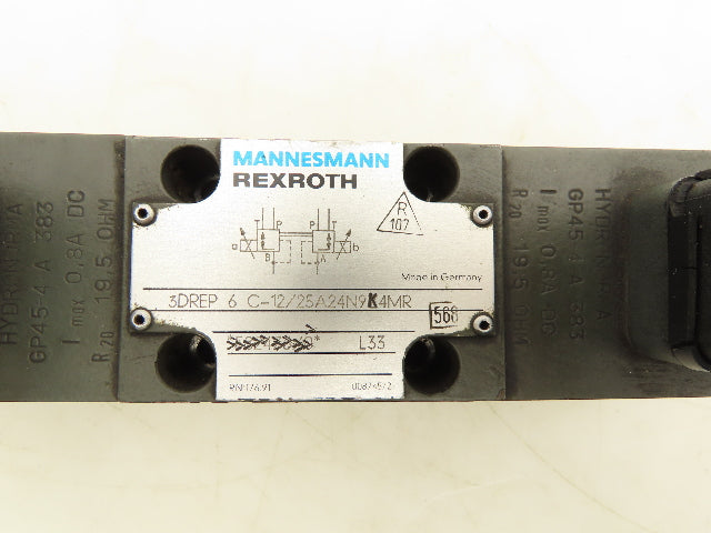 Rexroth 3DREP 6 C-12/25A24N9K4MR Proportional Reducing Solenoid Valve 24VDC