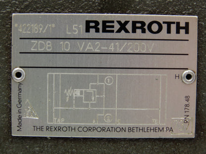 Rexroth ZDB 10 VA2-41/200V Pressure Relief Sandwich Valve