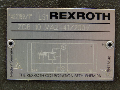 Rexroth ZDB 10 VA2-41/200V Pressure Relief Sandwich Valve