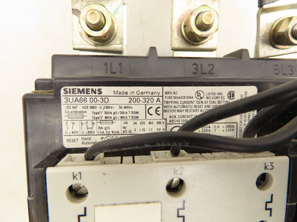 Siemens 3UA6600-3D Motor Starter Thermal Overload 200-320A 3 Pole 3Ph 600V