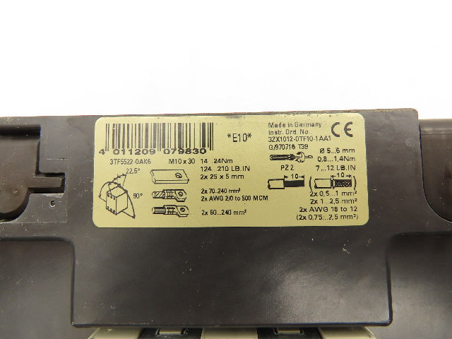 Siemens 3TF5522-0AK6 IEC Motor Starter Contactor 300A 250Hp 600V 3Ph 120V Coil