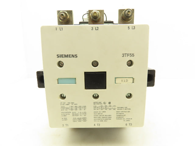 Siemens 3TF5522-0AK6 IEC Motor Starter Contactor 300A 250Hp 600V 3Ph 120V Coil