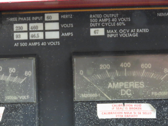 Lincoln 11344 IDEALARC R3R 500 AMP DC ARC Stick Welder Power Source 230/460 V 3PH