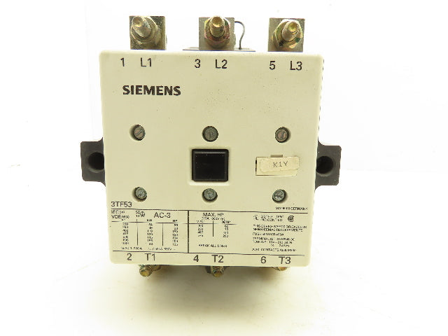 Siemens 3TF5322-0AK6-Z IEC Motor Starter Contactor 210A 150Hp 600V 3Ph 120V Coil