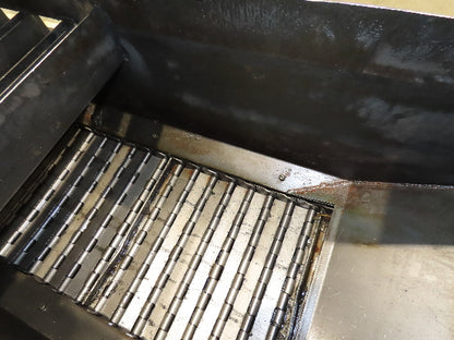Enomoto Hinge Belt CNC Chip Conveyor 16"x 62" Infeed 36-42" Discharge 220V 3PH