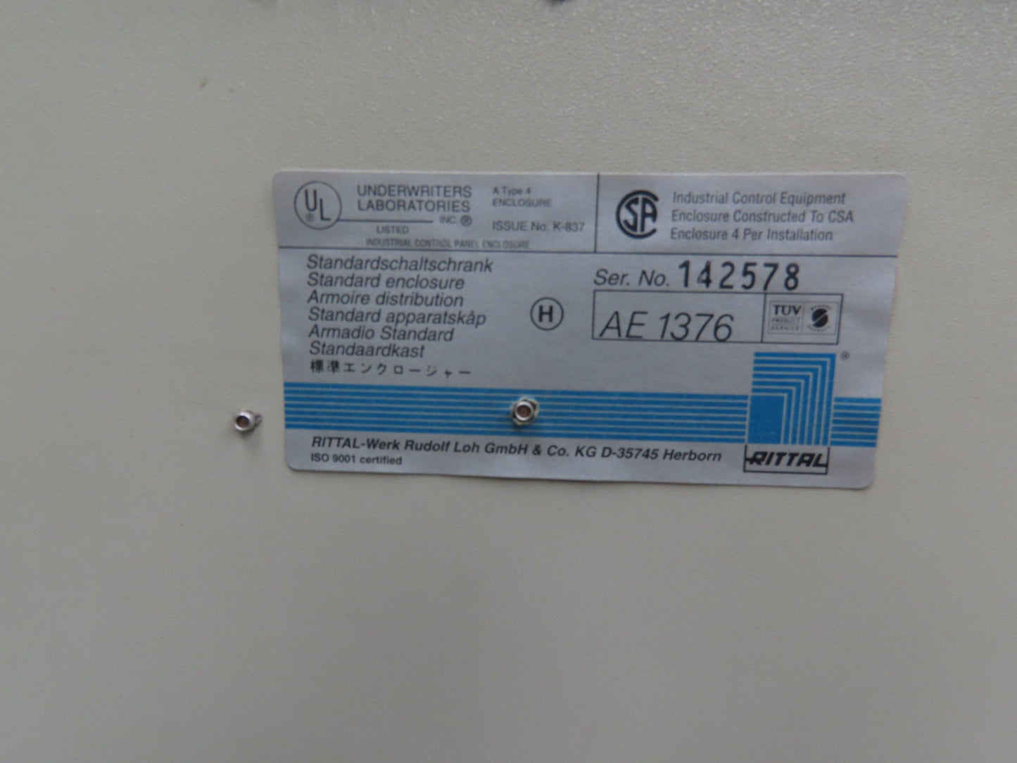 Rittal 1376 Electrical Enclosure 760x600x350mm Backplate Wall Mount