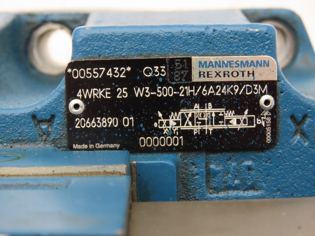 Rexroth 4WRKE 25 W3-500-21H/6A24K9/D3M Proportional Directional Servo Valve 24V
