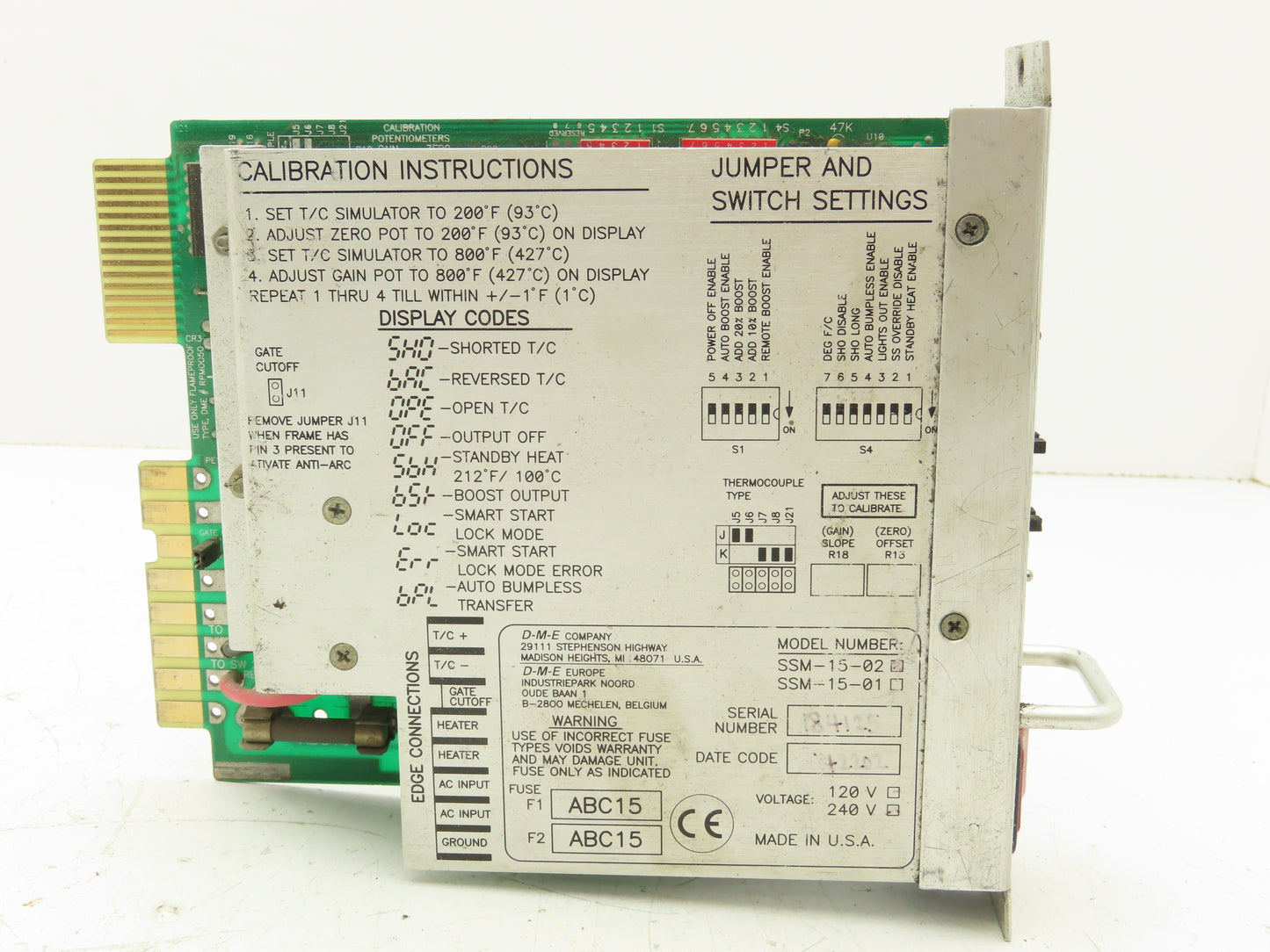 DME SSM-15-02 Temperature Control Module Smart Start Hot Runner