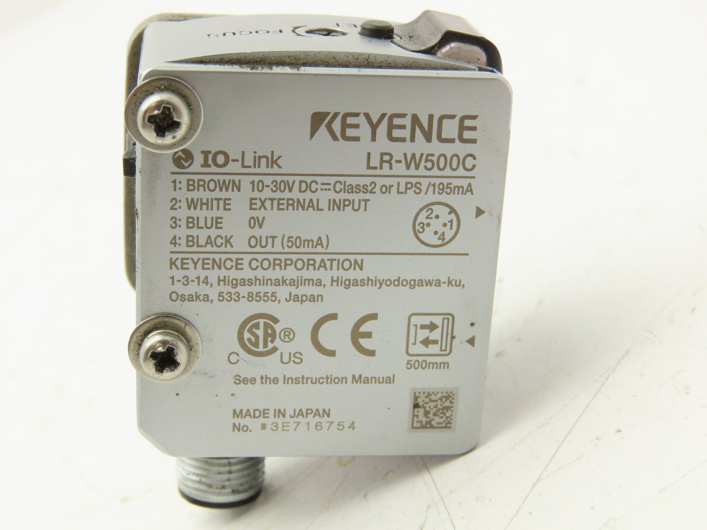 Keyence LR-W500C Full-Spectrum Photoelectric Sensor 30-500mm