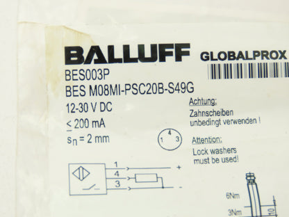 Balluff BES M08MI-PSC20B-S49G Inductive Standard Sensor 2mm Range Lot of 2