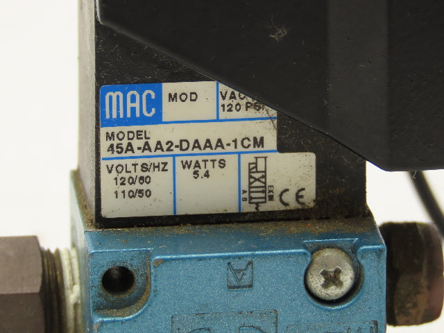 Mac 45A-AA2-DAAA-1CM Solenoid Valve 120V 120PSI 4 Way 1/4" NPT