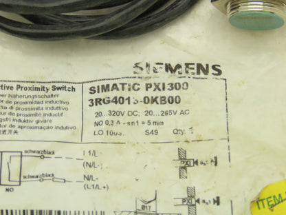 Siemens 3RG4013-0KB00 Cylindrical Inductive Sensor 4.5-5.5mm Range