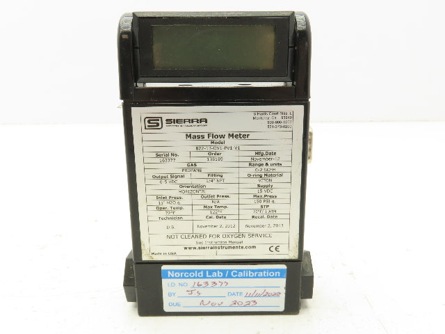 Sierra 822-13-OV1-PV1-V1 Top Trak Mass Flow Sensor Propane Gas 2SCFM