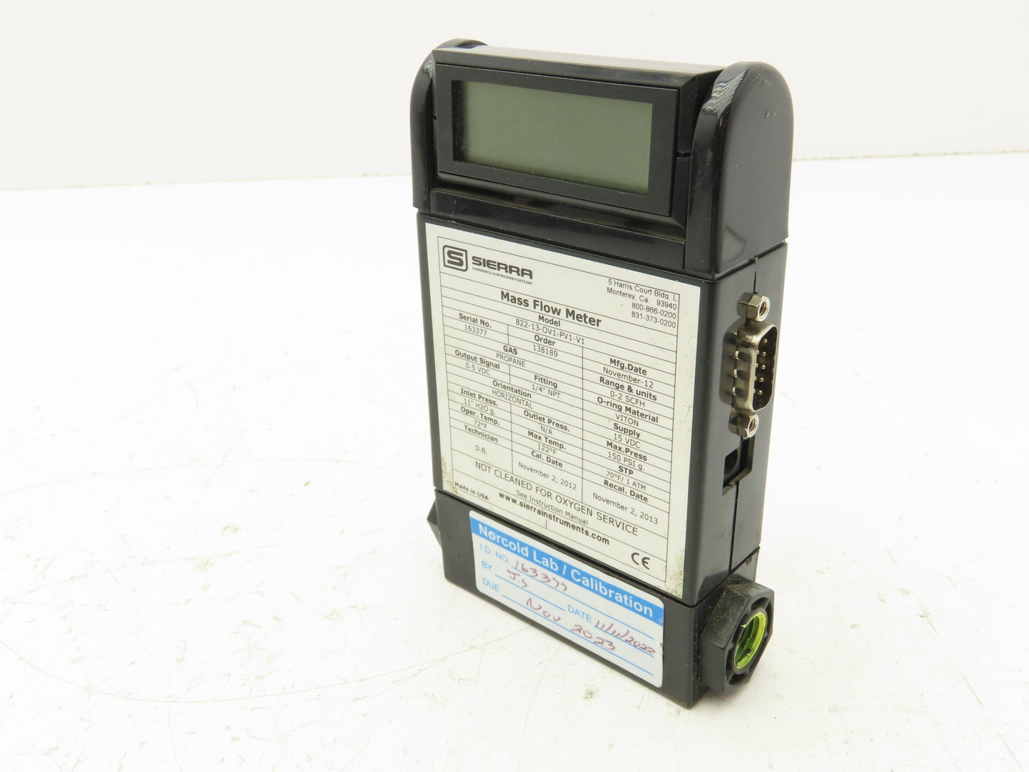 Sierra 822-13-OV1-PV1-V1 Top Trak Mass Flow Sensor Propane Gas 2SCFM