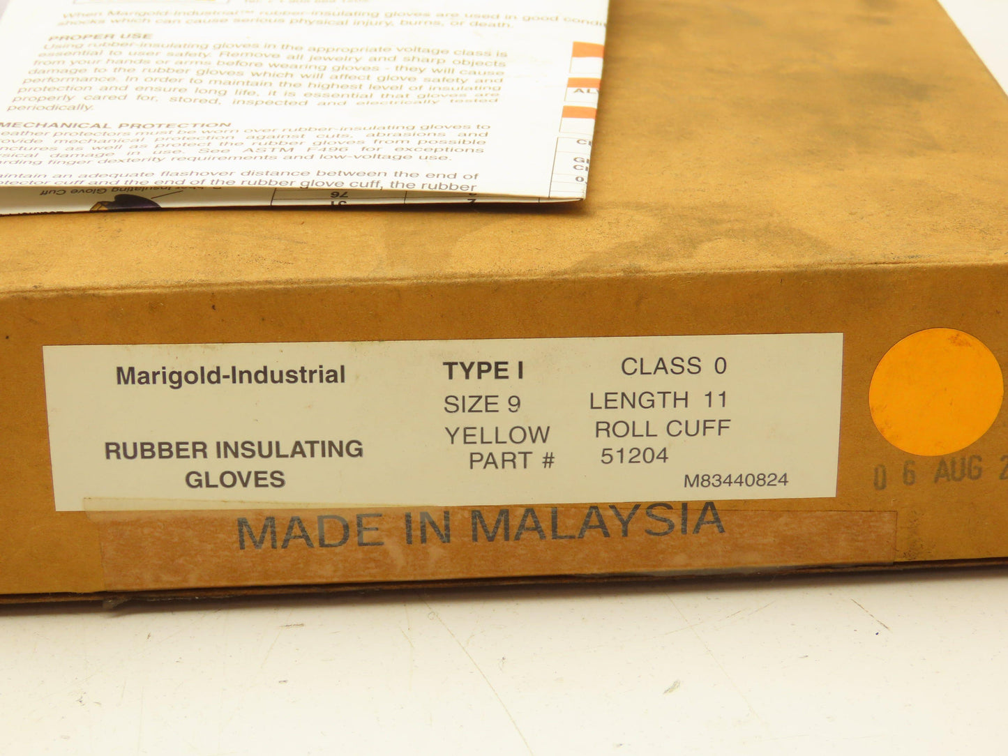 Marigold 51204 Rubber Insulating Lineman Gloves 11" Type 1 Size 9  Class 0 D120