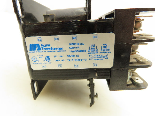 Hubbell TA-2-81201-F3 Industrial Control Transformer Fused 240-480V 75VA 120V