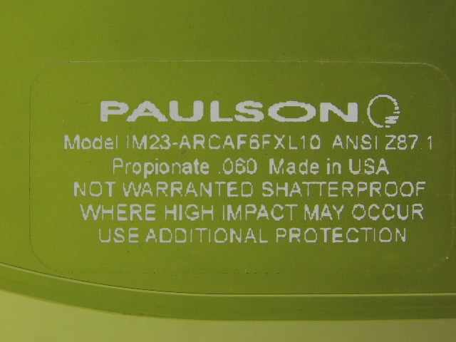 Paulson IM23-ARCAF6FXL10 Arc Shield Green Polycarbonate Face Shield Chin Cup