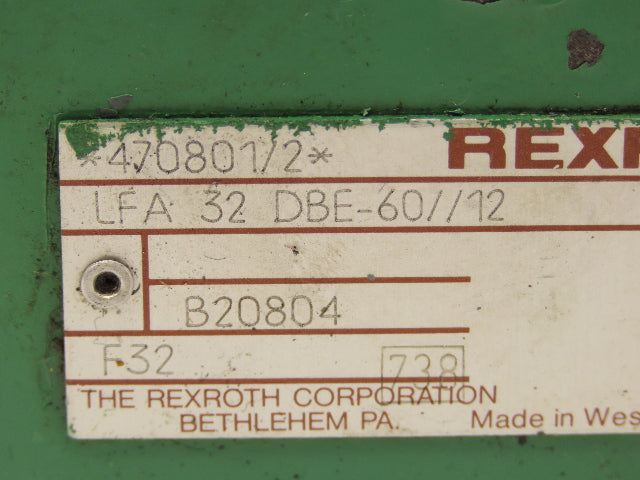Rexroth LFA 32 DBE-60/12  2-Way Cartridge Valve Logic Control Cover