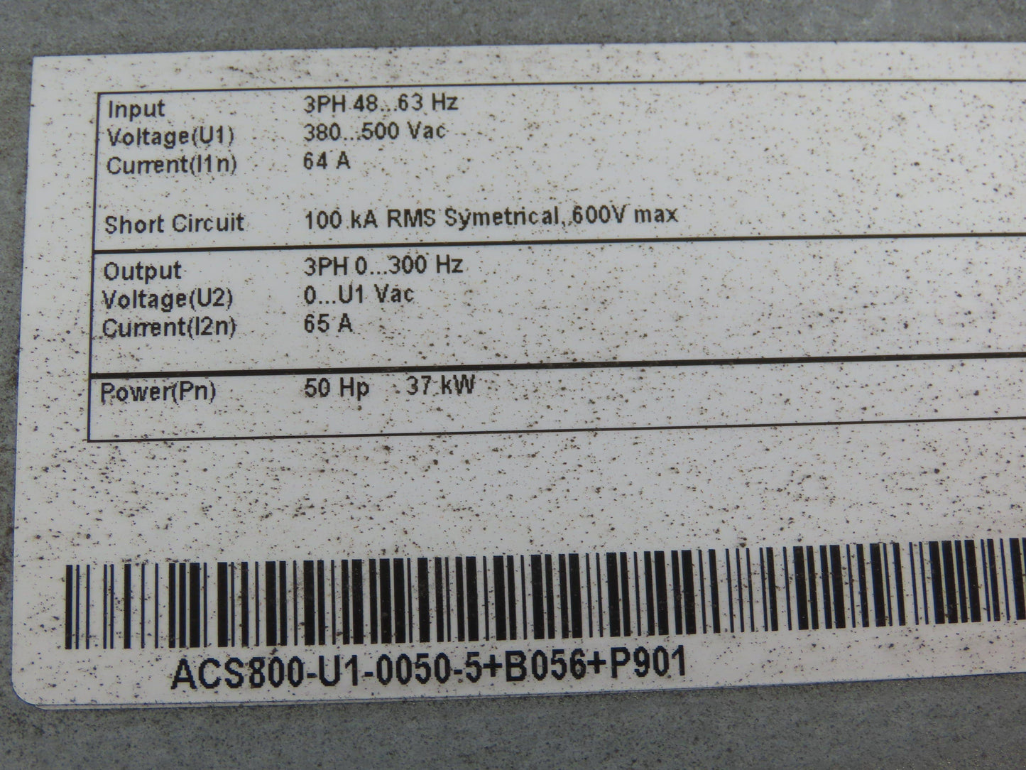 ABB ACS800-U1-0050-5+B056-P901 AC Variable Frequency Drive 50Hp 3Ph 480V 65A