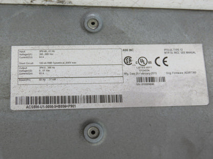 ABB ACS800-U1-0050-5+B056-P901 AC Variable Frequency Drive 50Hp 3Ph 480V 65A
