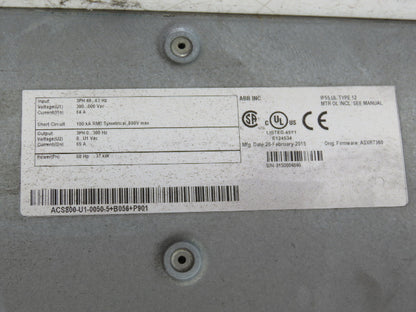 ABB ACS800-U1-0050-5+B056-P901 AC Variable Frequency Drive 50Hp 3Ph 480V 65A