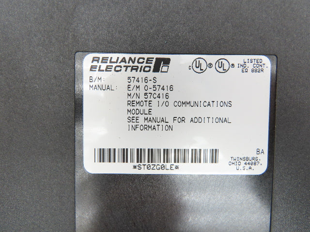 Reliance Electric 57416-S Remote I/O Communication Module Slot Rack Card