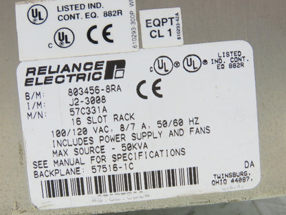 Reliance Electric 803456-8RA Automax PLC Slot Rack 16 Slot Module Chassis