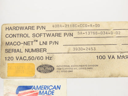 Barber Coleman 40BA-211BC-CC0-A-00 PLC Chassis 12-Slot Card Rack Motherboard