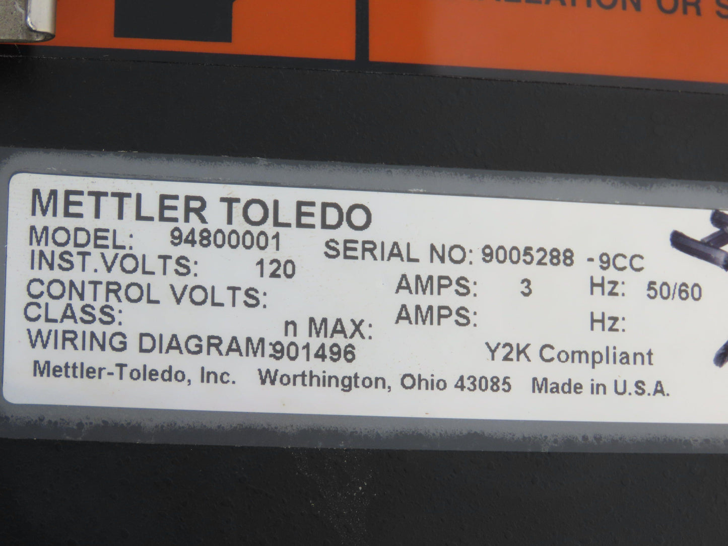 Mettler Toledo 9480 Expressweigh Checkweigher Scale Conveyor Control Panel