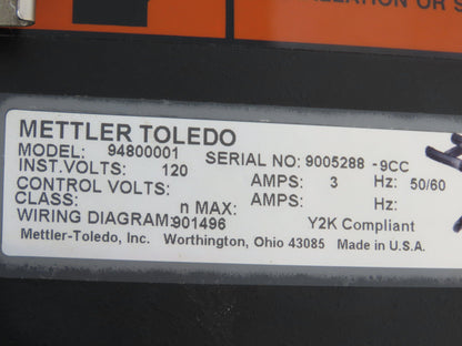 Mettler Toledo 9480 Expressweigh Checkweigher Scale Conveyor Control Panel