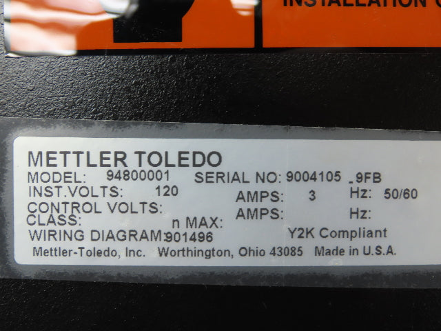 Mettler Toledo 9480 Expressweigh Checkweigher Scale Conveyor Control Panel