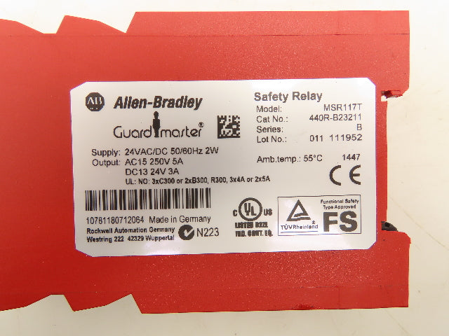 Allen Bradley 440R-B23211 Guardmaster Safety Relay 24VDC MSR117T