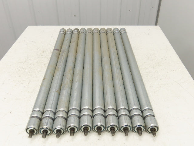 Galvanized Steel Conveyor Roller 1.9" Dia 36"BF Double Groove  Lot of 10