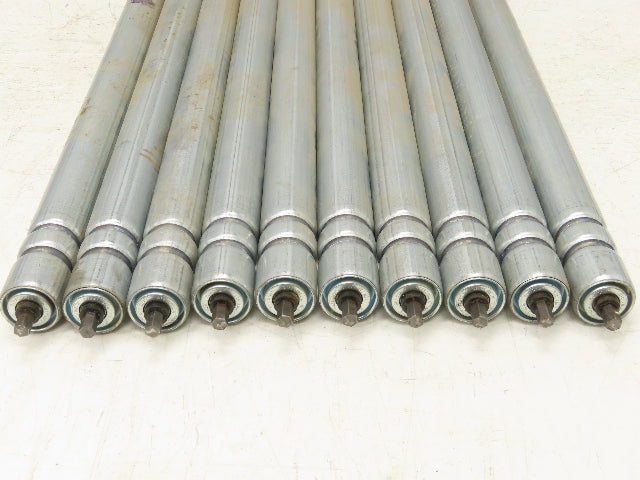 Galvanized Steel Conveyor Roller 1.9" Dia 36"BF Double Groove  Lot of 10