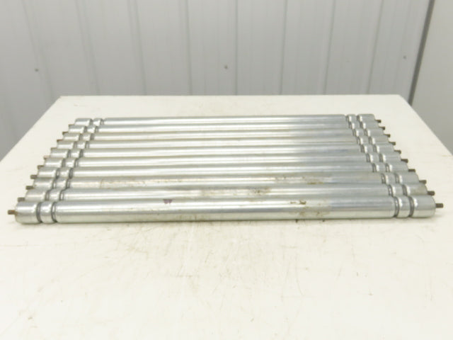 Galvanized Steel Conveyor Roller 1.9" Dia 36"BF Double Groove  Lot of 10