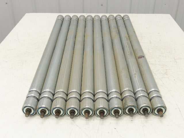 Galvanized Steel Conveyor Roller 1.9" Dia 36"BF Double Groove  Lot of 10