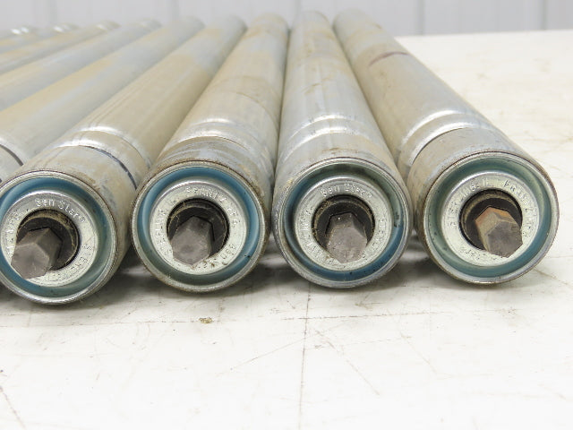 Galvanized Steel Conveyor Roller 1.9" Dia 36"BF Double Groove  Lot of 10