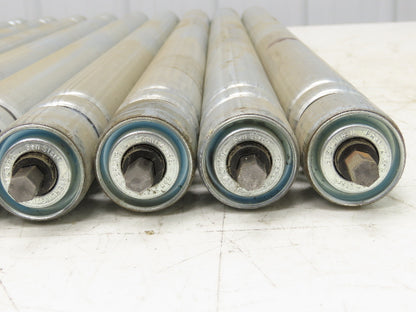 Galvanized Steel Conveyor Roller 1.9" Dia 36"BF Double Groove  Lot of 10