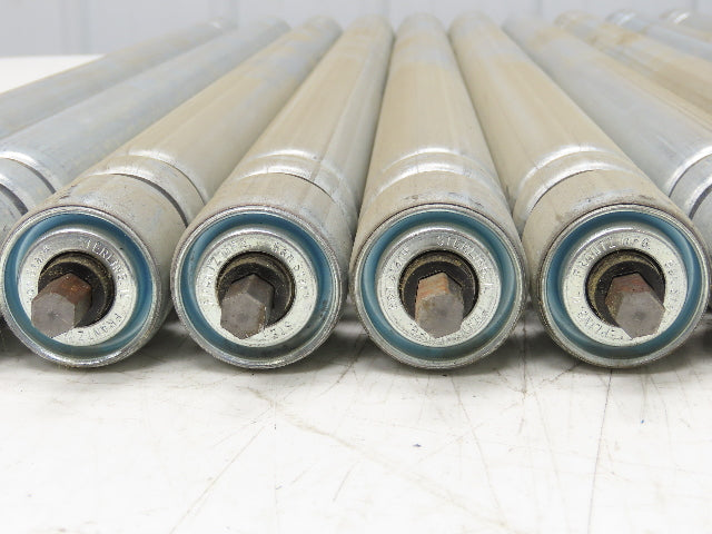 Galvanized Steel Conveyor Roller 1.9" Dia 36"BF Double Groove  Lot of 10